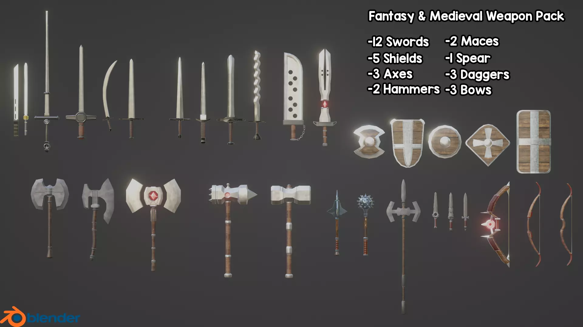 Medieval Weapon Pack Low-poly 3D model_0