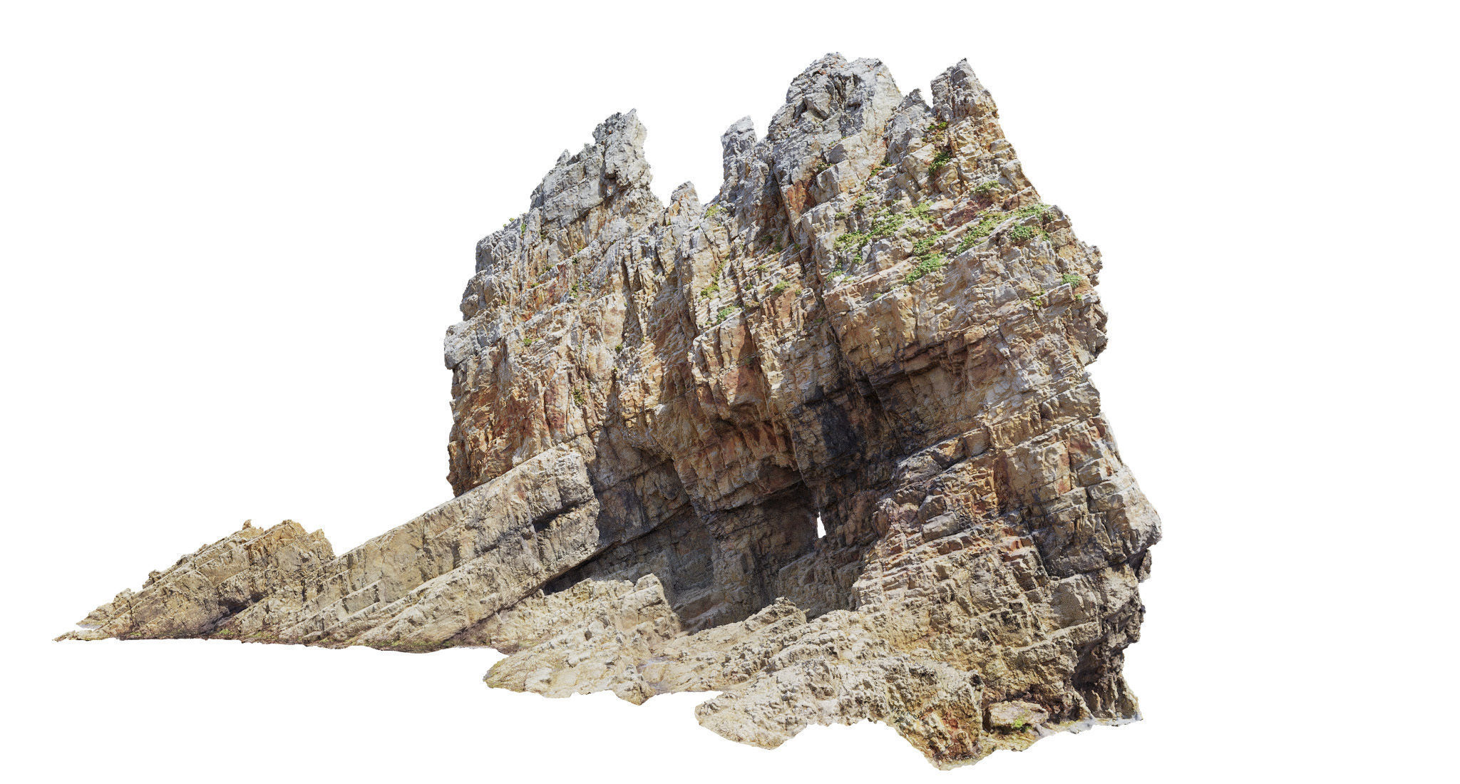 Coast Cliff Island Peak PBR Scan 01 Low-poly 3D model_8