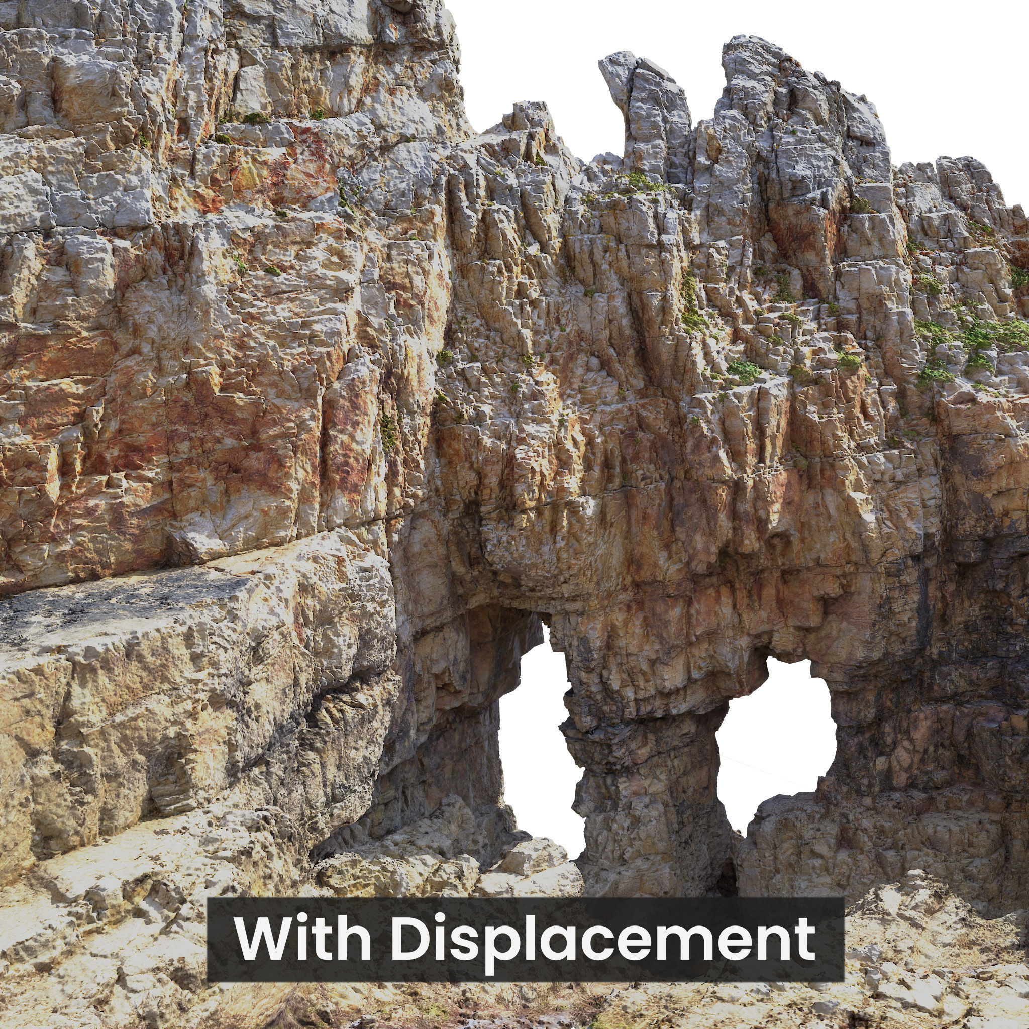 Coast Cliff Island Peak PBR Scan 01 Low-poly 3D model_10