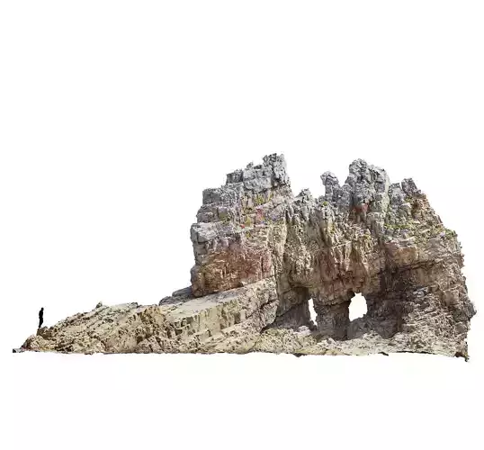 Coast Cliff Island Peak PBR Scan 01 Low-poly 3D model