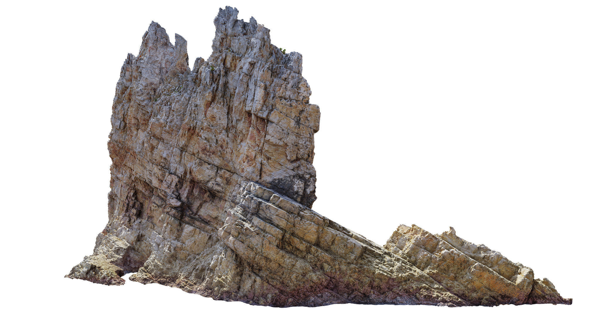 Coast Cliff Island Peak PBR Scan 01 Low-poly 3D model_5