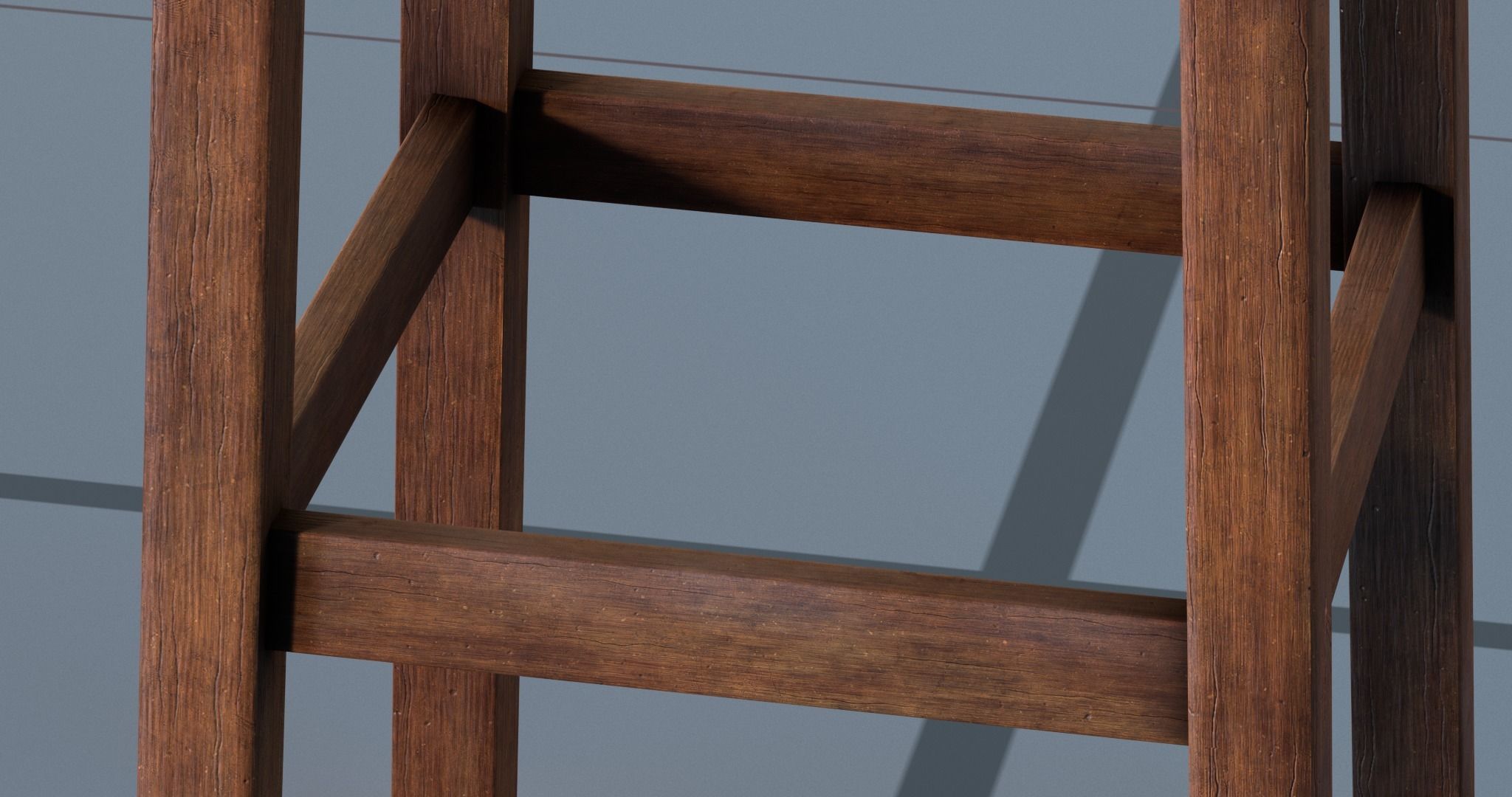 Stool PBR wooden Low-poly 3D model_7