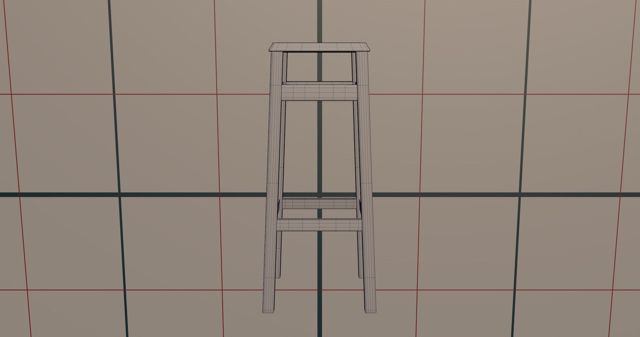 Stool PBR wooden Low-poly 3D model_10
