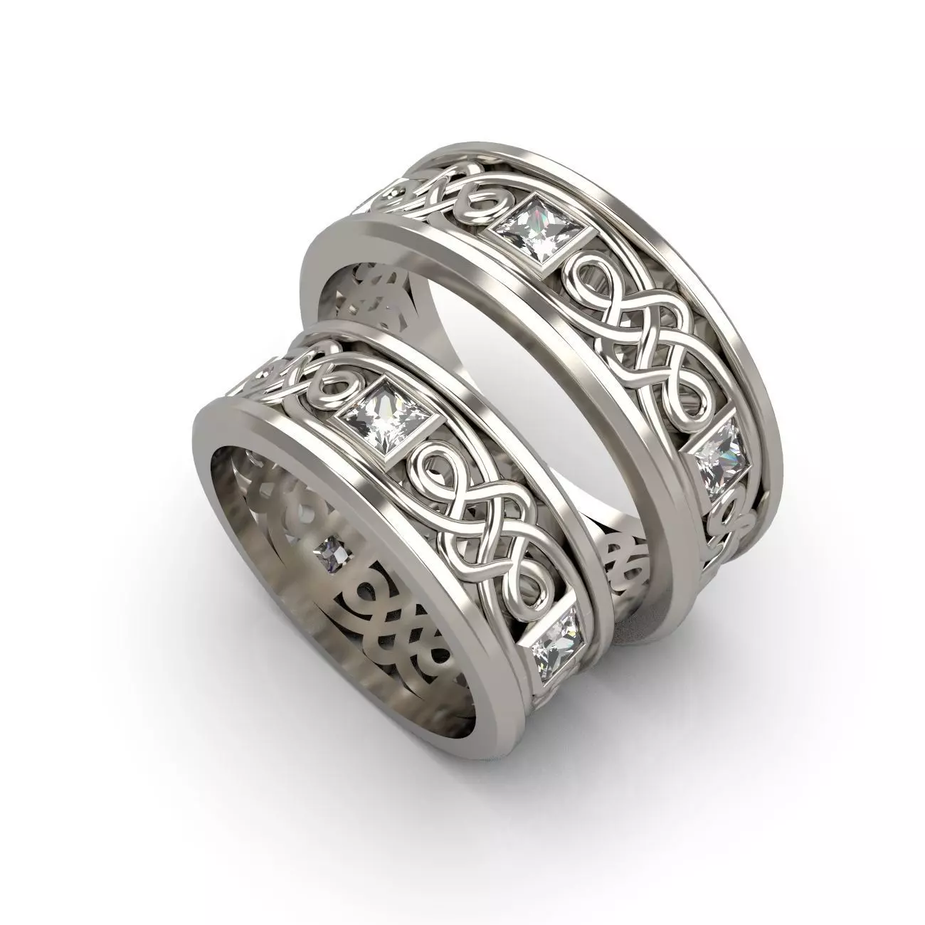 Wedding rings with Celtic pattern 3D print model_0