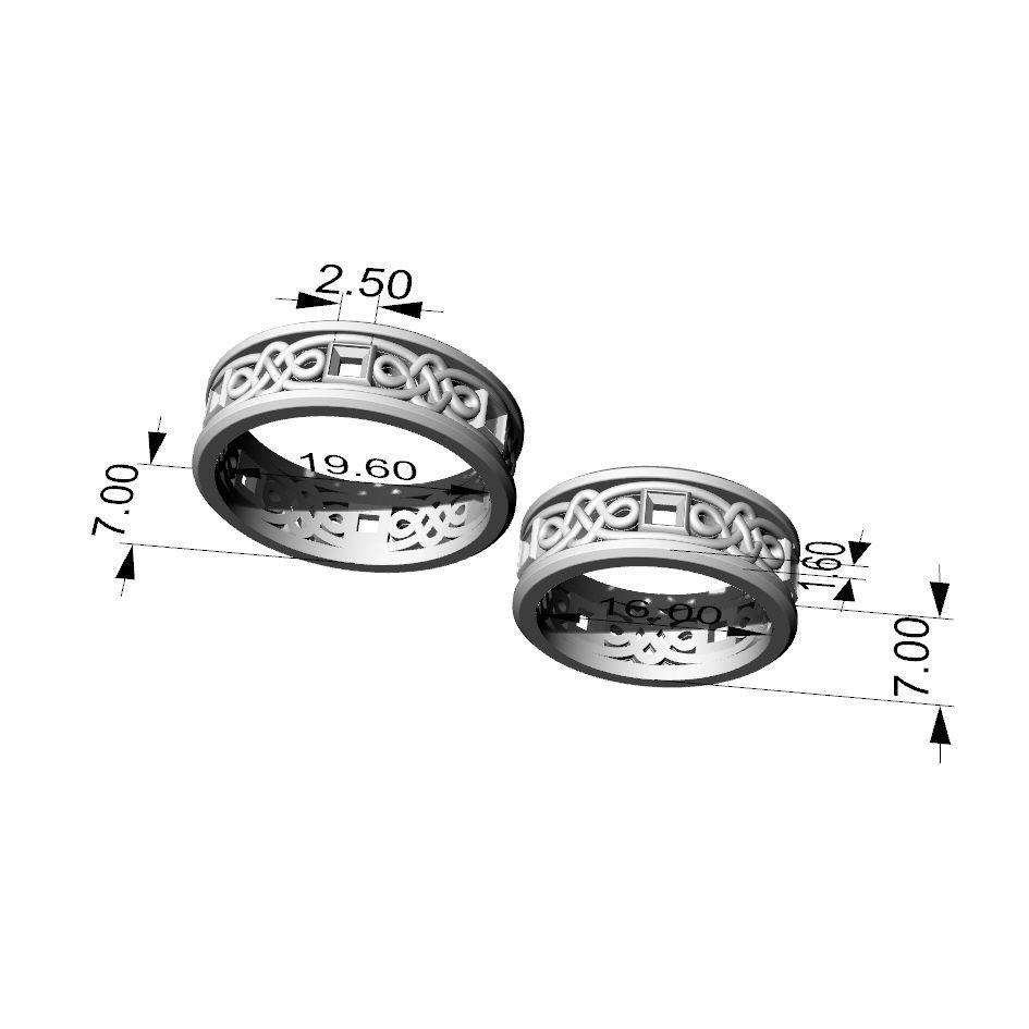 Wedding rings with Celtic pattern 3D print model_5