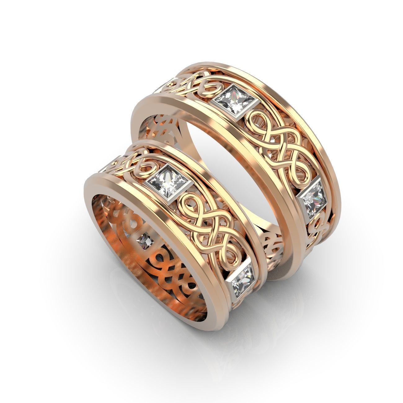 Wedding rings with Celtic pattern 3D print model_1