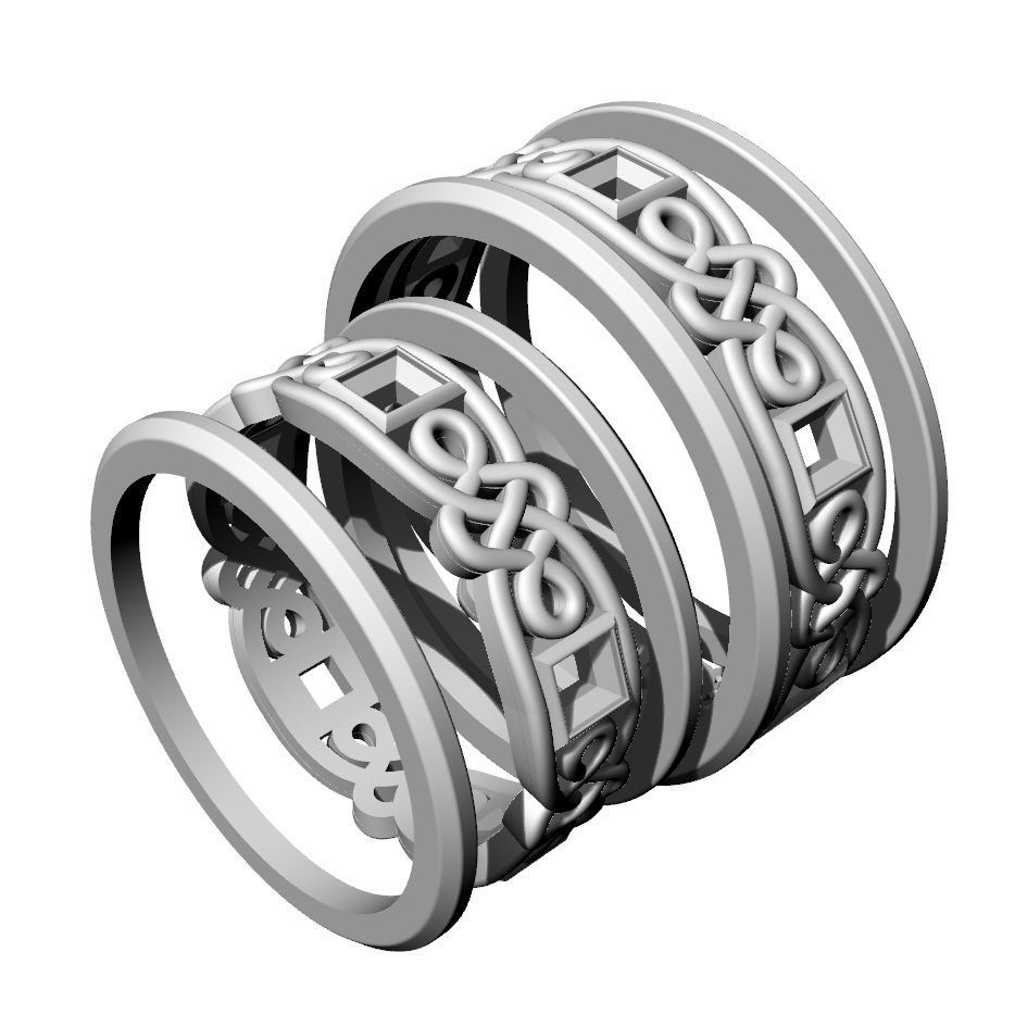 Wedding rings with Celtic pattern 3D print model_6