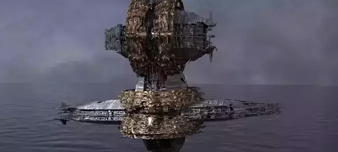 Ocean Cyberpunk Atlantis Deep city ring 2 designs 3D model