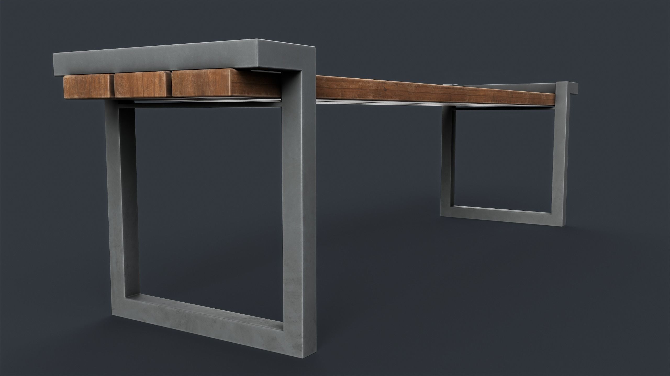 Modern Outdoor Bench 22 PBR Game Ready Low-poly 3D model_3