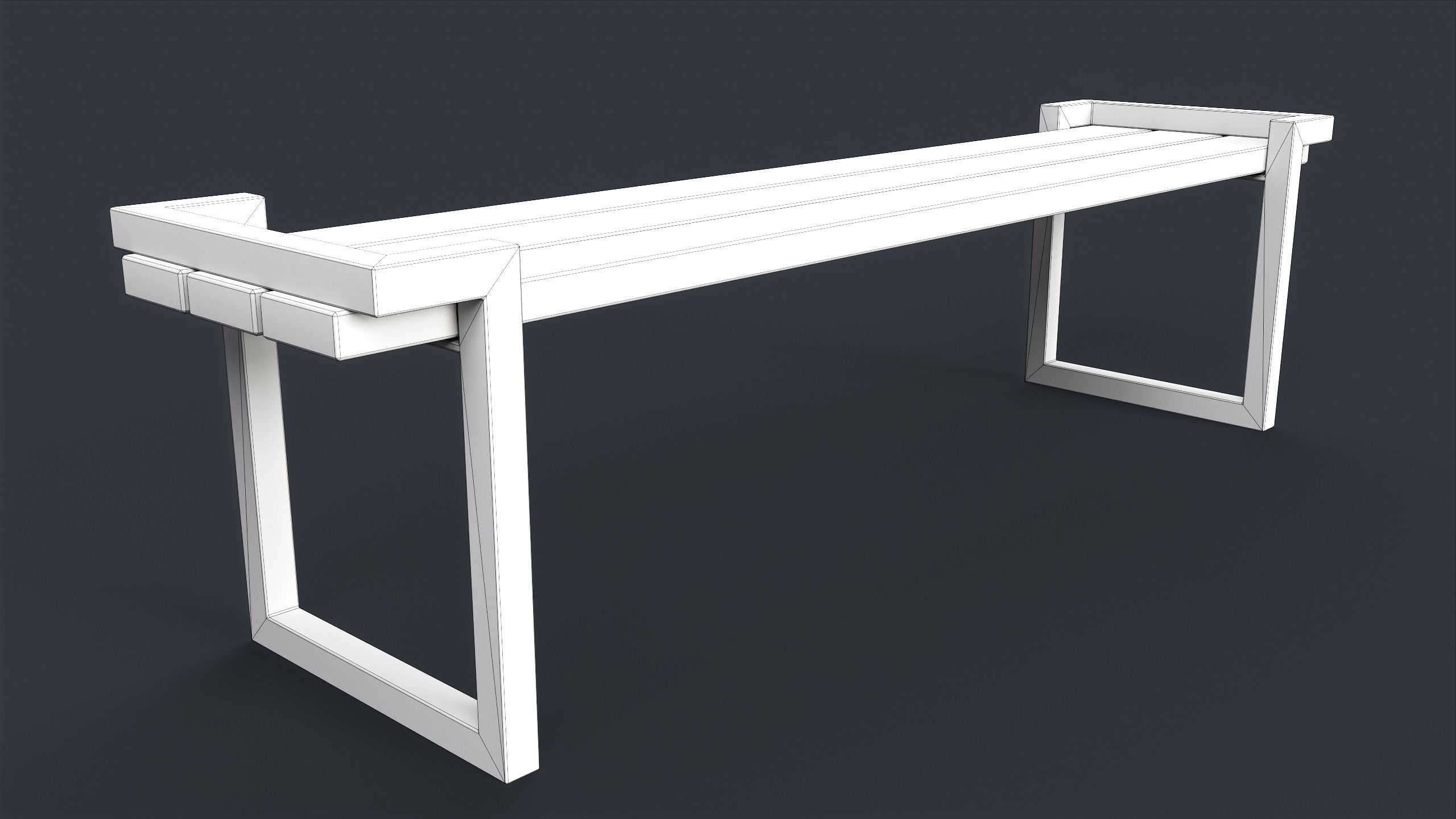 Modern Outdoor Bench 22 PBR Game Ready Low-poly 3D model_15
