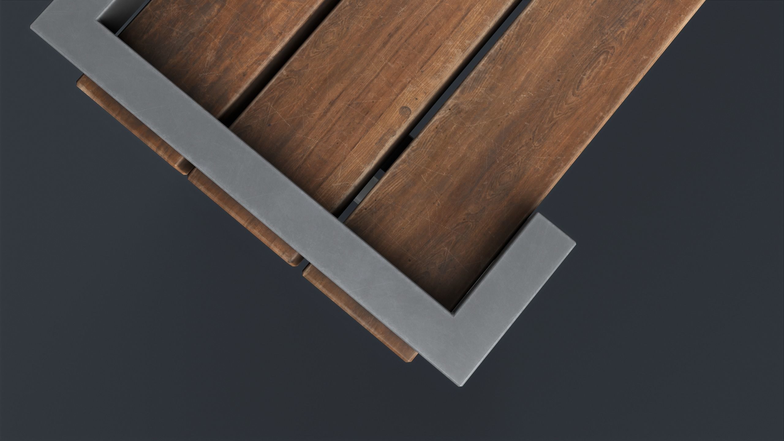 Modern Outdoor Bench 22 PBR Game Ready Low-poly 3D model_8