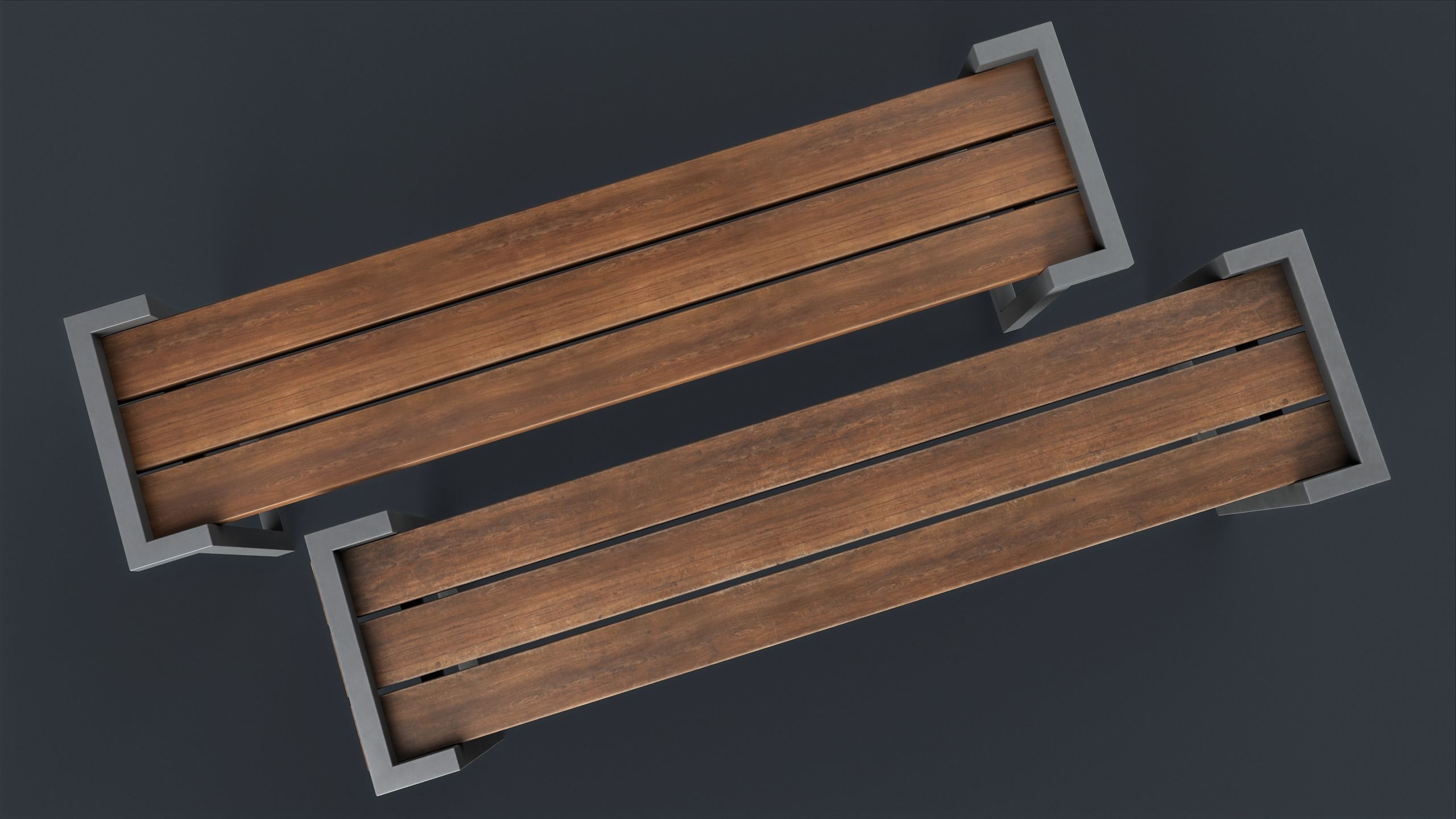 Modern Outdoor Bench 22 PBR Game Ready Low-poly 3D model_12