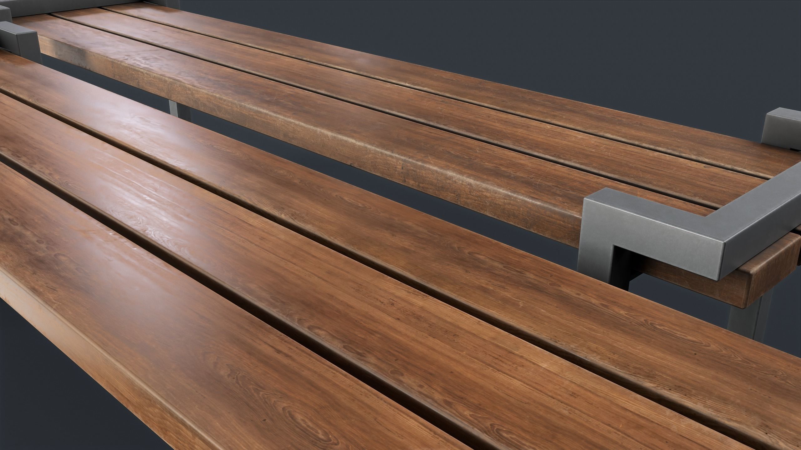 Modern Outdoor Bench 22 PBR Game Ready Low-poly 3D model_14