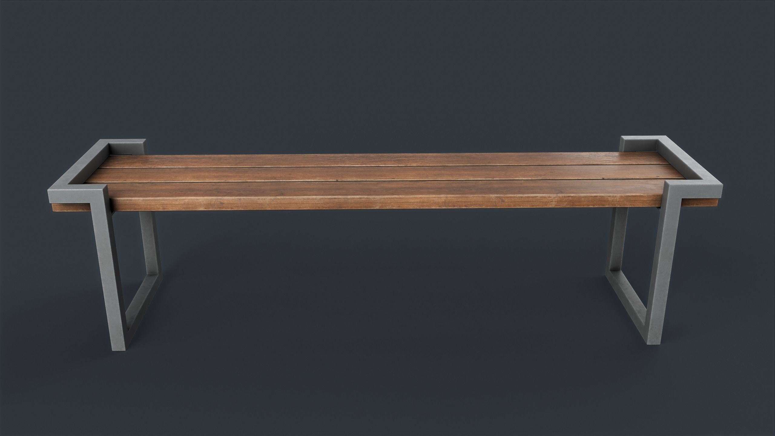 Modern Outdoor Bench 22 PBR Game Ready Low-poly 3D model_6