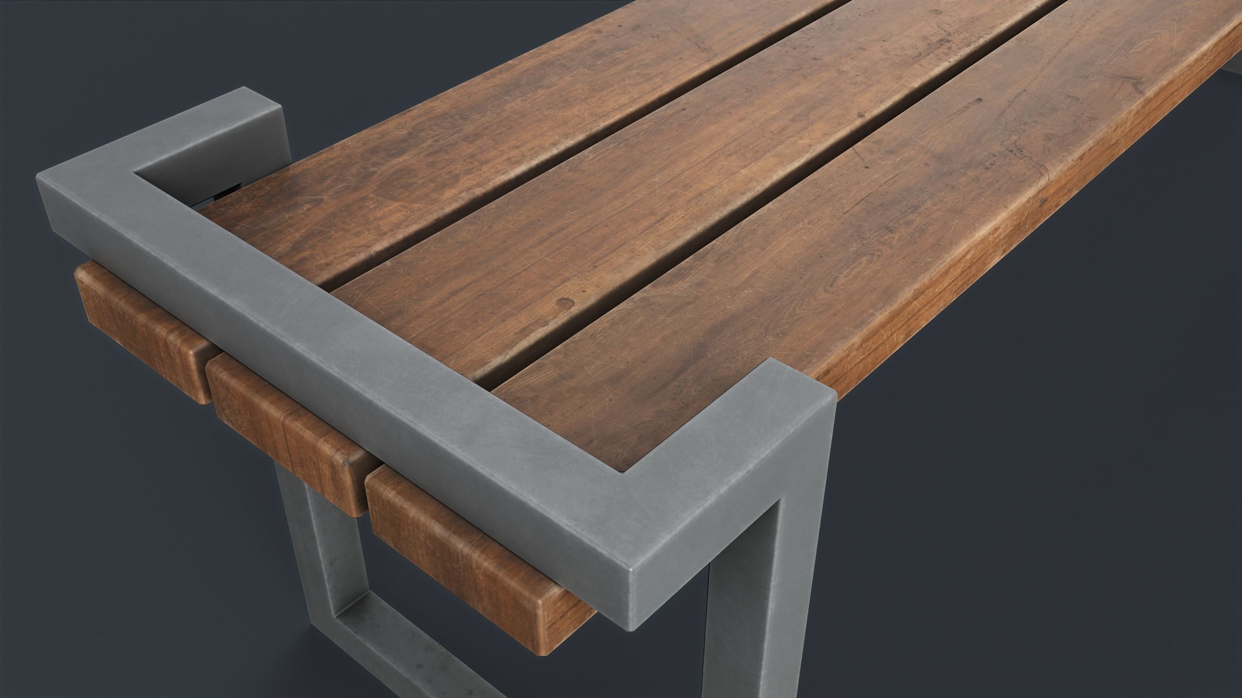 Modern Outdoor Bench 22 PBR Game Ready Low-poly 3D model_10