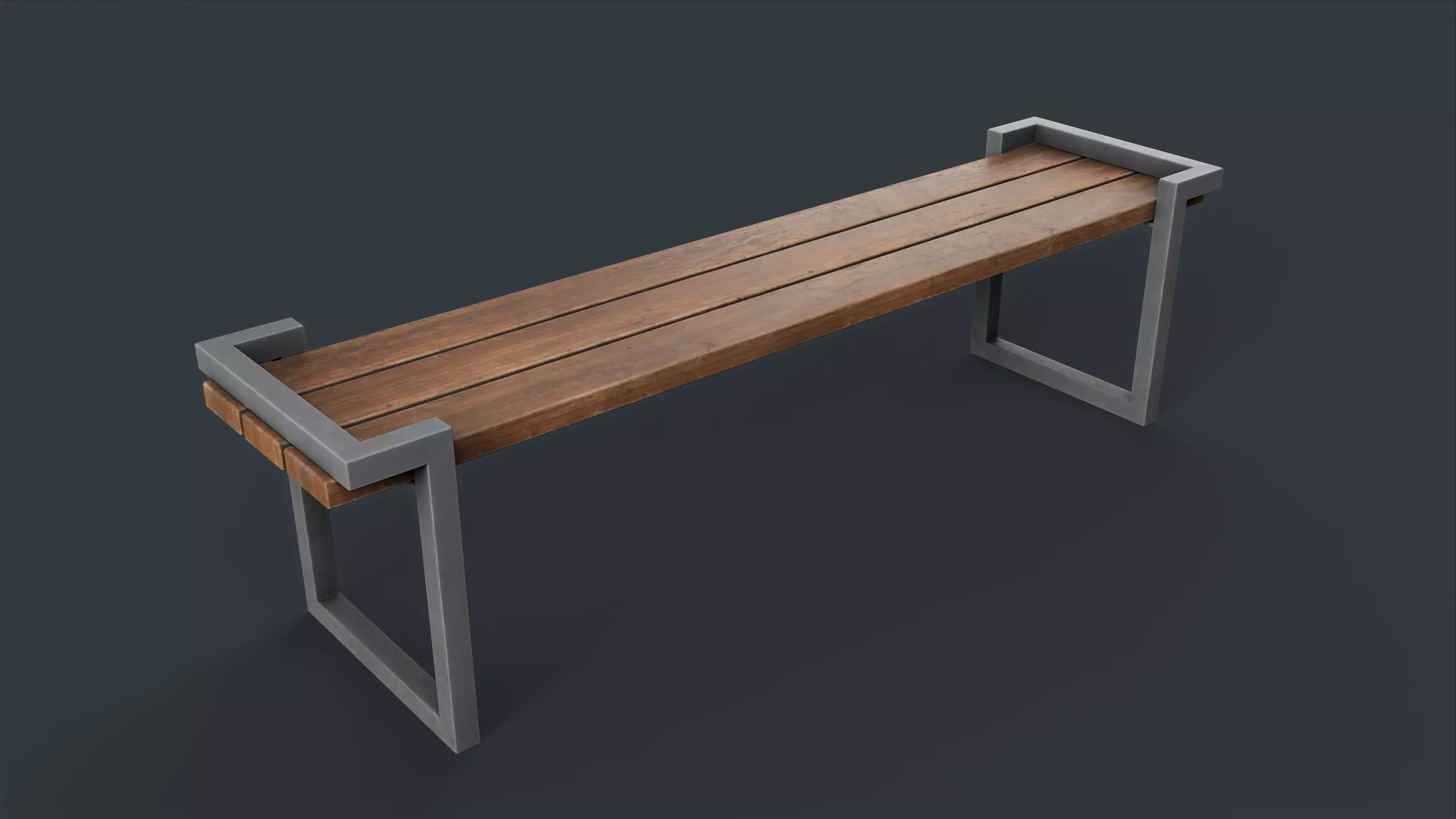 Modern Outdoor Bench 22 PBR Game Ready Low-poly 3D model_0