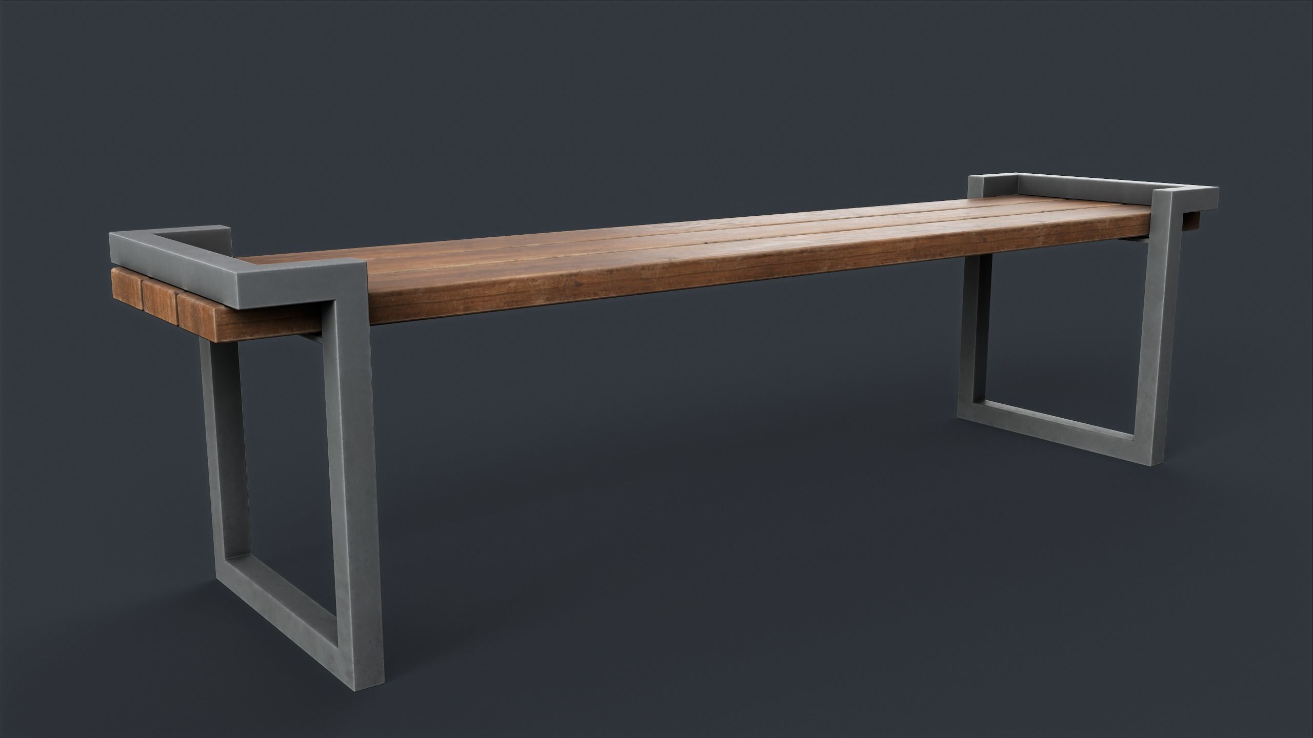 Modern Outdoor Bench 22 PBR Game Ready Low-poly 3D model_2
