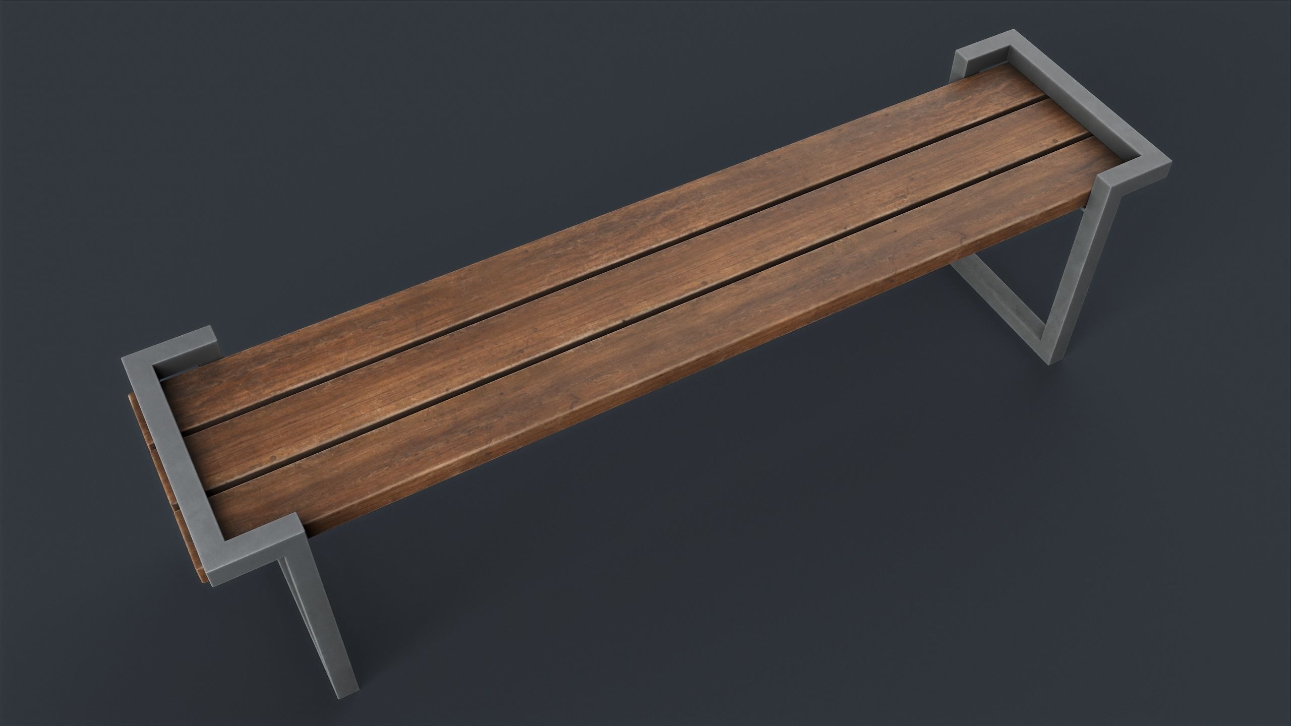 Modern Outdoor Bench 22 PBR Game Ready Low-poly 3D model_1