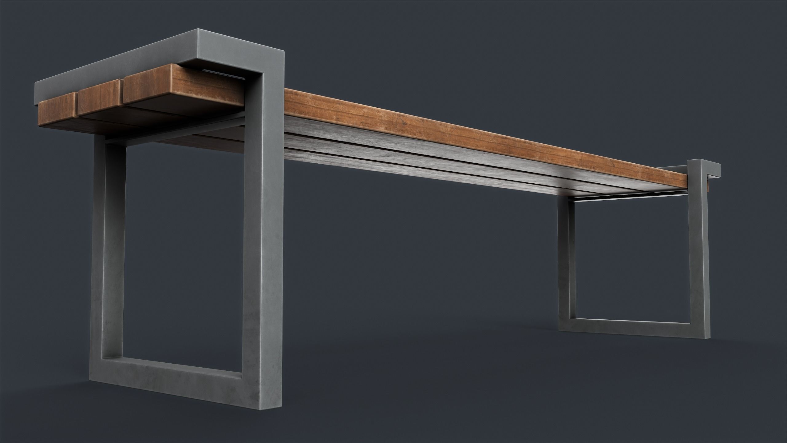 Modern Outdoor Bench 22 PBR Game Ready Low-poly 3D model_4