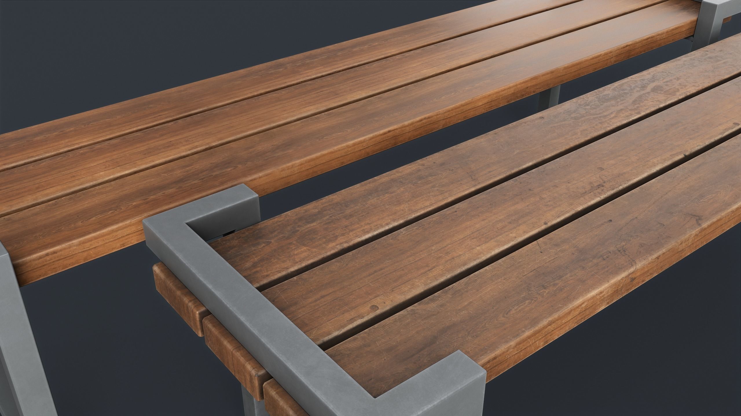 Modern Outdoor Bench 22 PBR Game Ready Low-poly 3D model_13