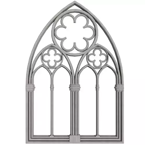 Big gothic window low-poly