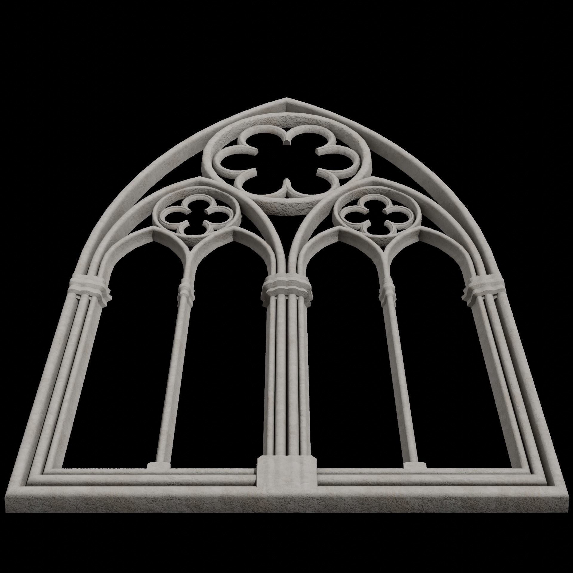 Big gothic window low-poly Low-poly 3D model_4