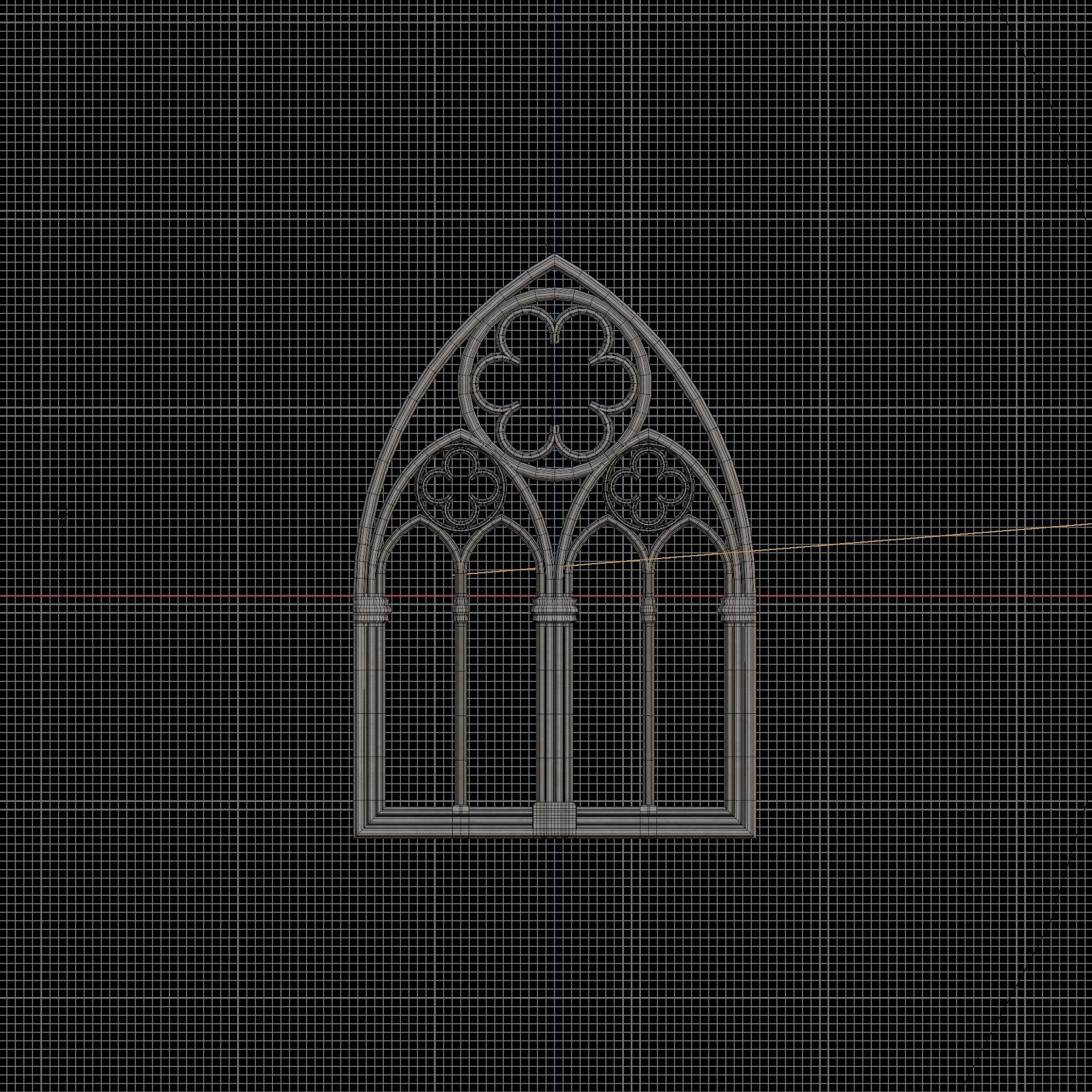 Big gothic window low-poly Low-poly 3D model_8