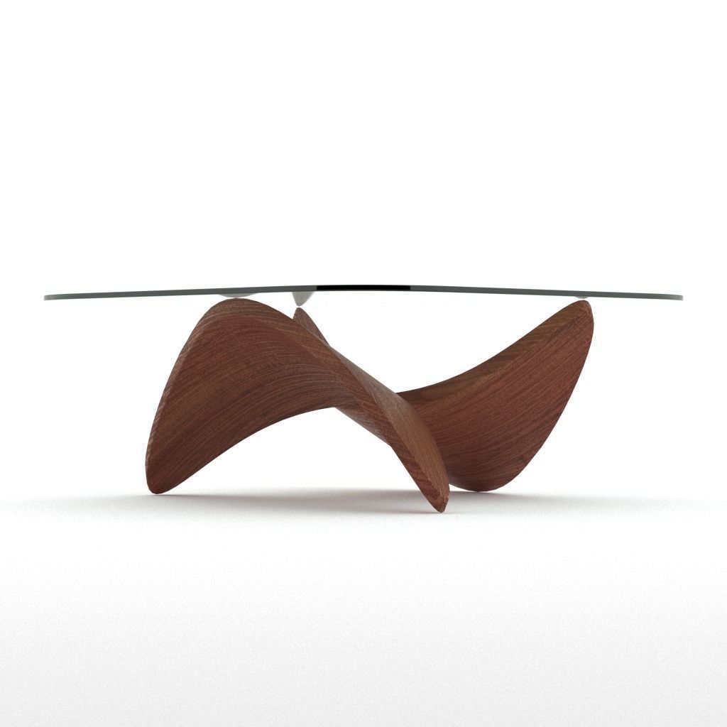 wood vaneer with glass coffee table 05 Low-poly 3D model_3