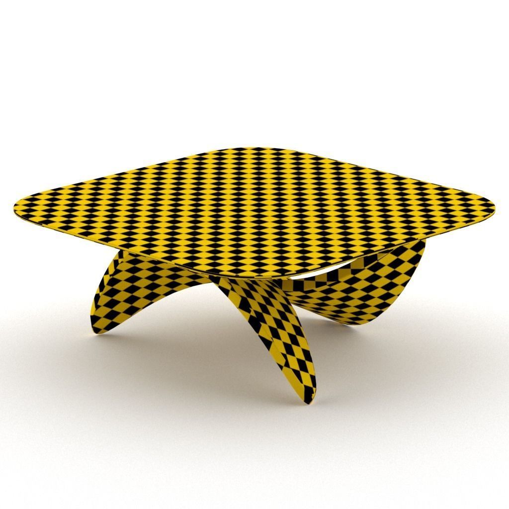 wood vaneer with glass coffee table 05 Low-poly 3D model_8