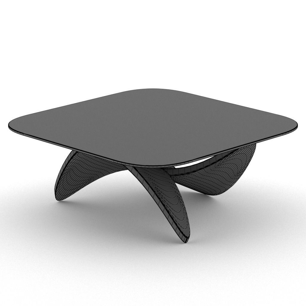 wood vaneer with glass coffee table 05 Low-poly 3D model_7