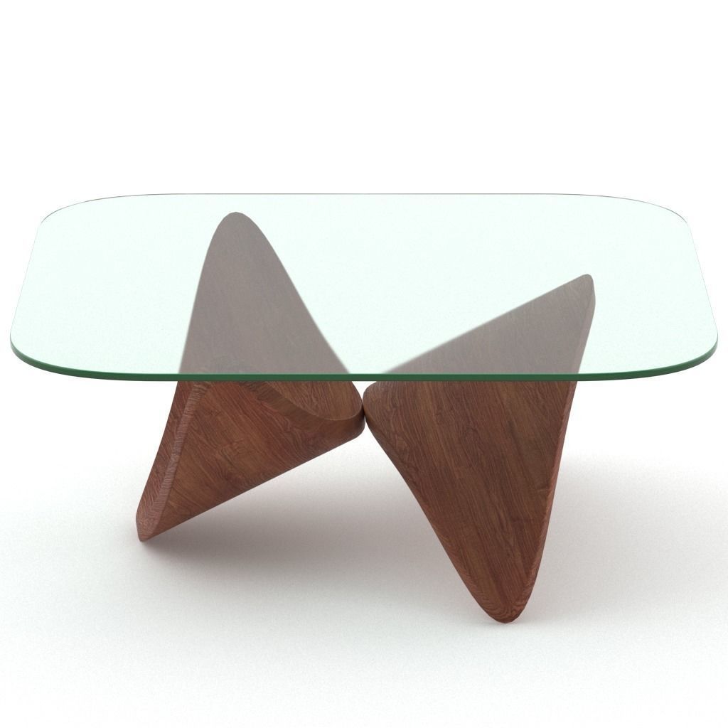 wood vaneer with glass coffee table 05 Low-poly 3D model_4