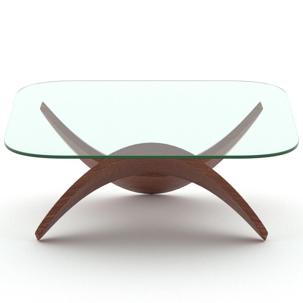wood vaneer with glass coffee table 05 Low-poly 3D model_5