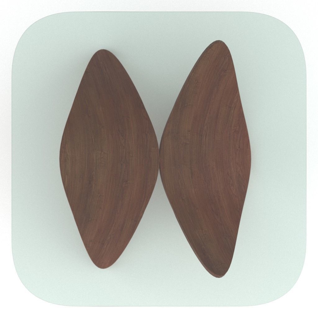 wood vaneer with glass coffee table 05 Low-poly 3D model_6