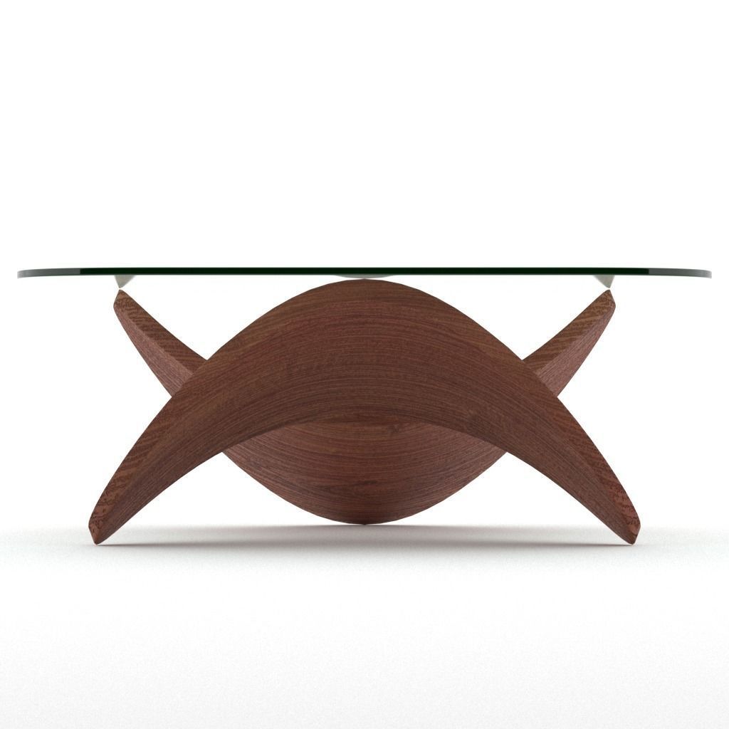 wood vaneer with glass coffee table 05 Low-poly 3D model_2