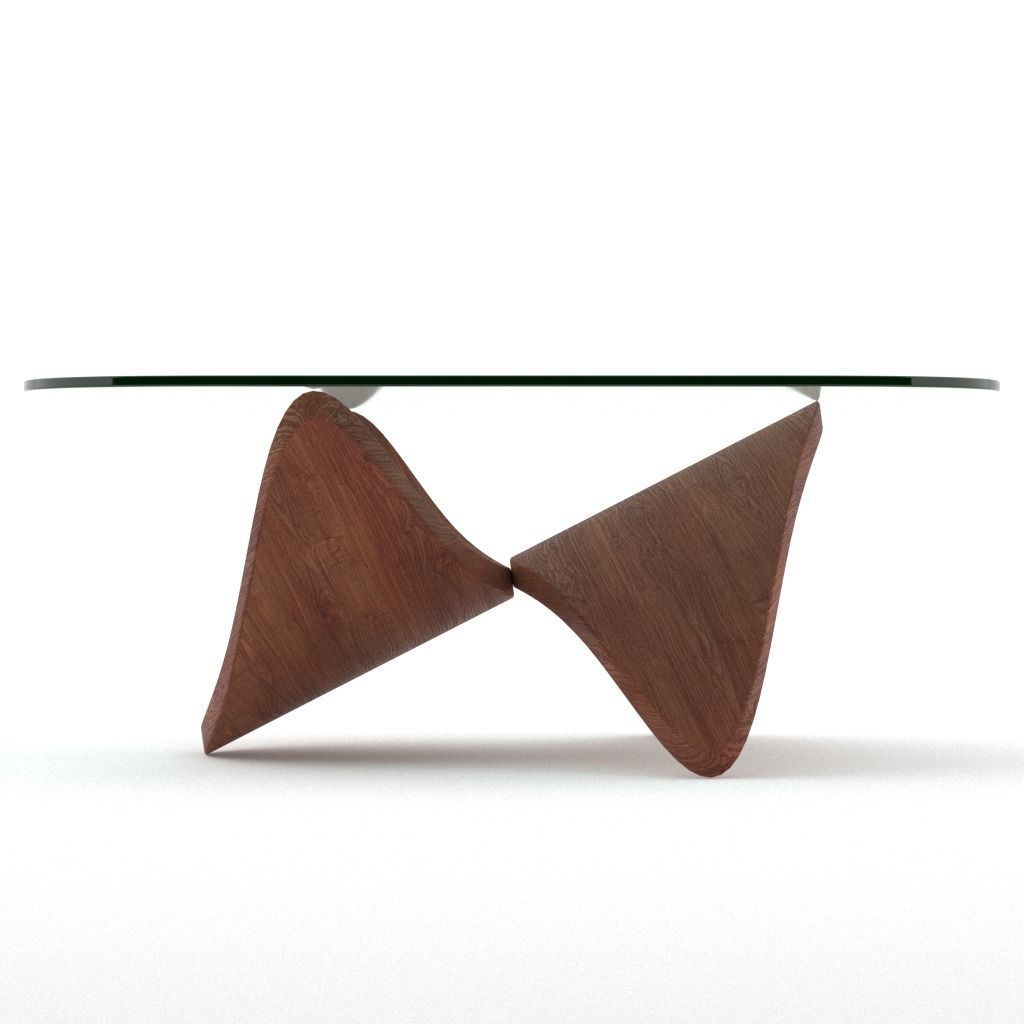 wood vaneer with glass coffee table 05 Low-poly 3D model_1
