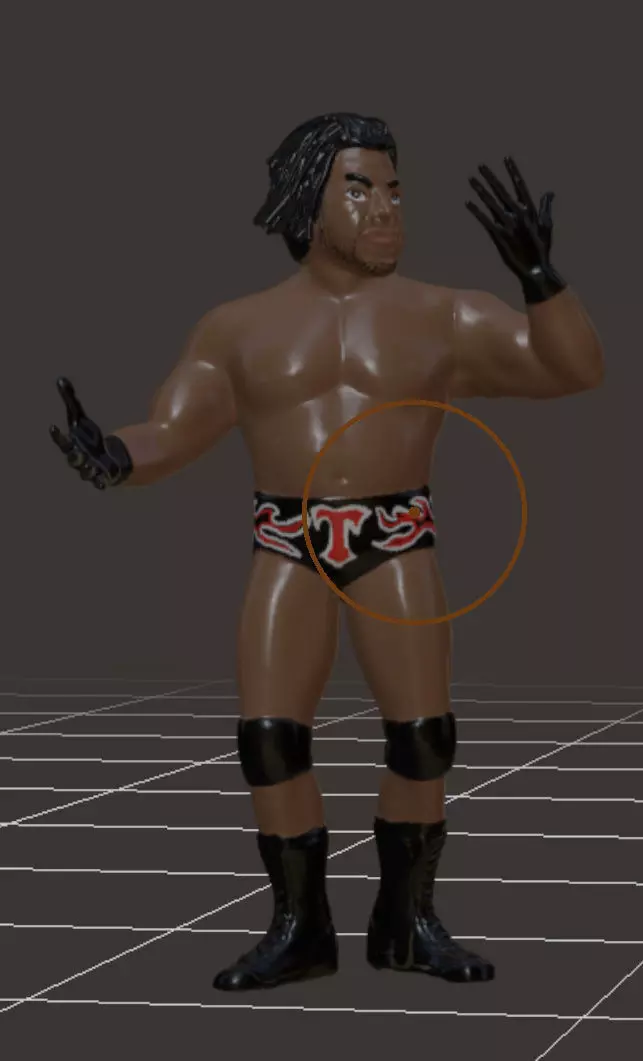 WWE Booker T LJN style fingered 3D model_0
