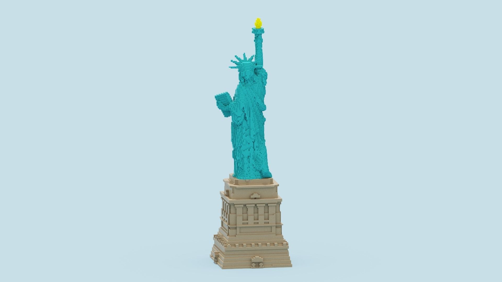 Voxel Statue of Liberty 3D model_5