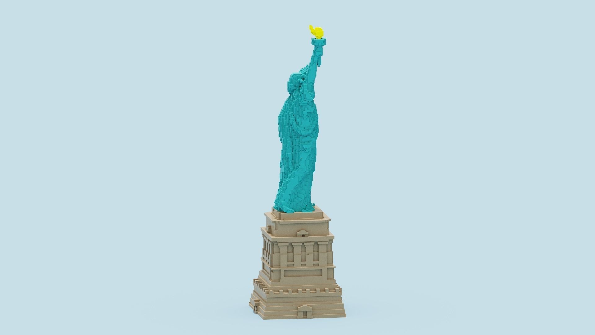 Voxel Statue of Liberty 3D model_8