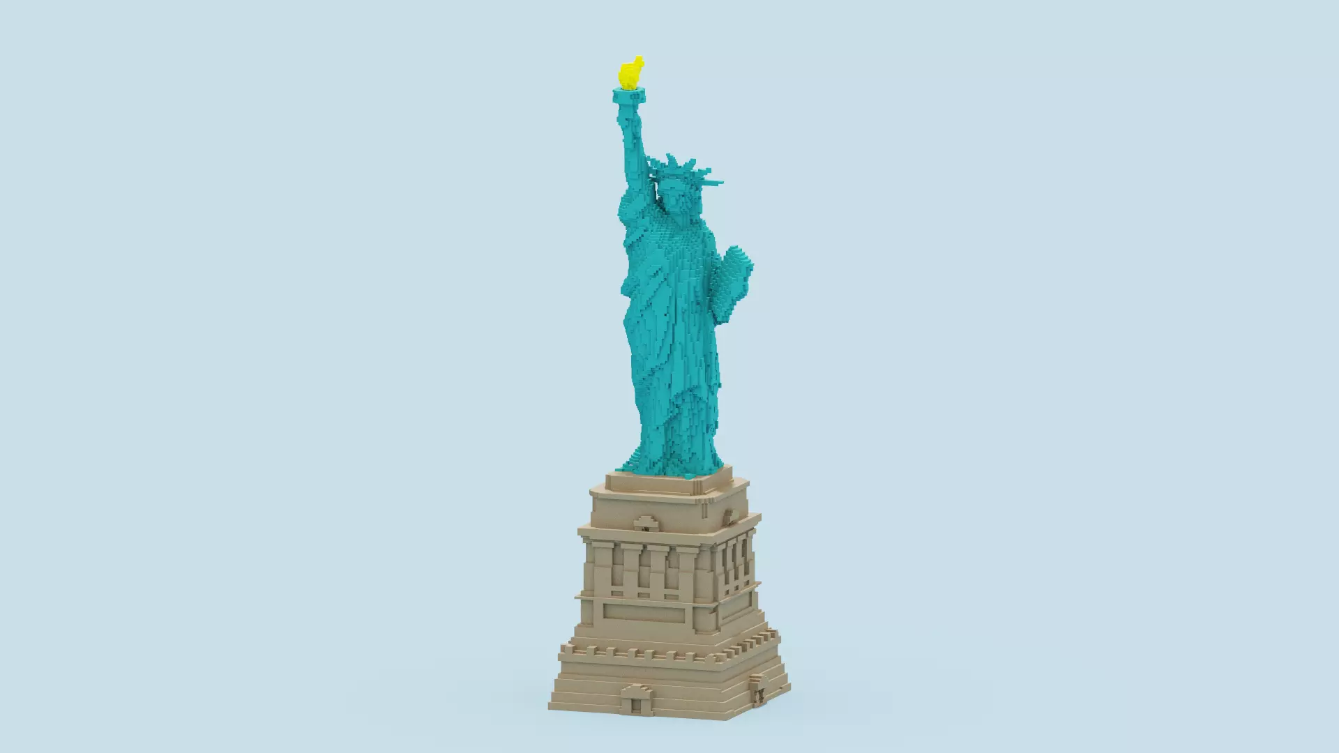Voxel Statue of Liberty 3D model_0