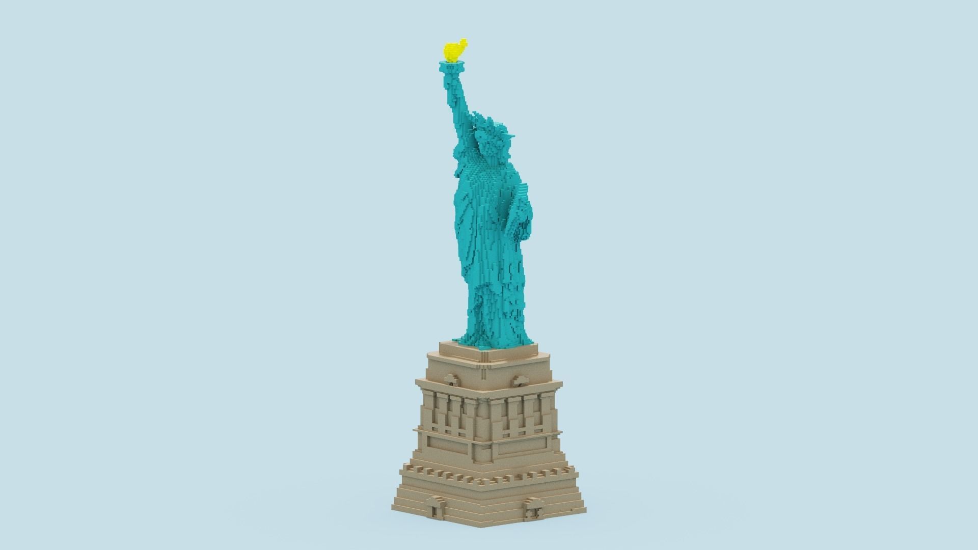 Voxel Statue of Liberty 3D model_1