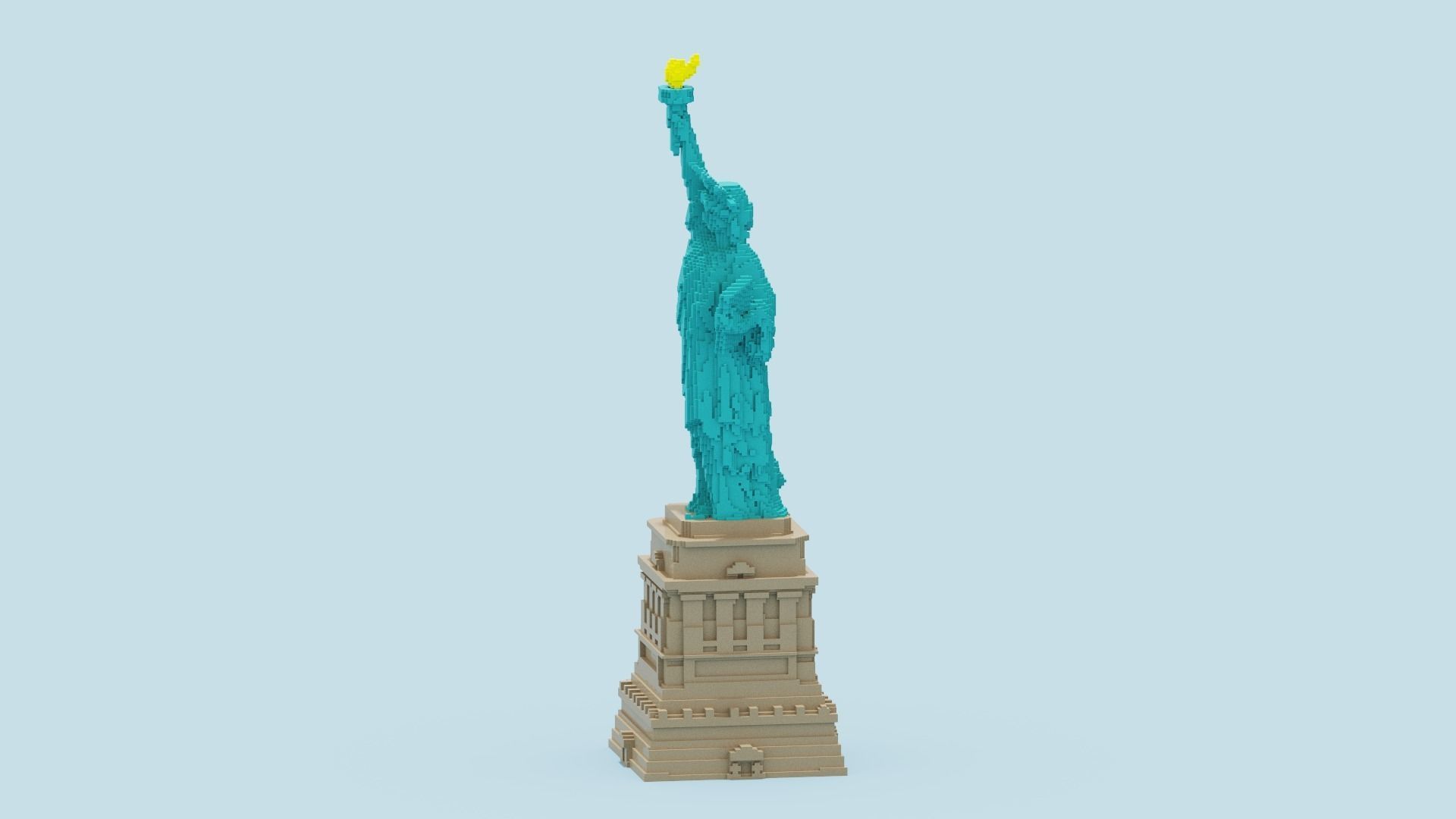 Voxel Statue of Liberty 3D model_2