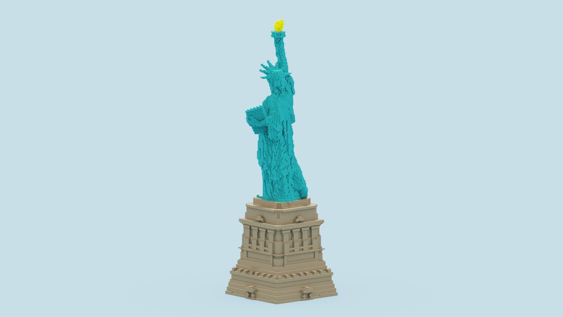Voxel Statue of Liberty 3D model_4
