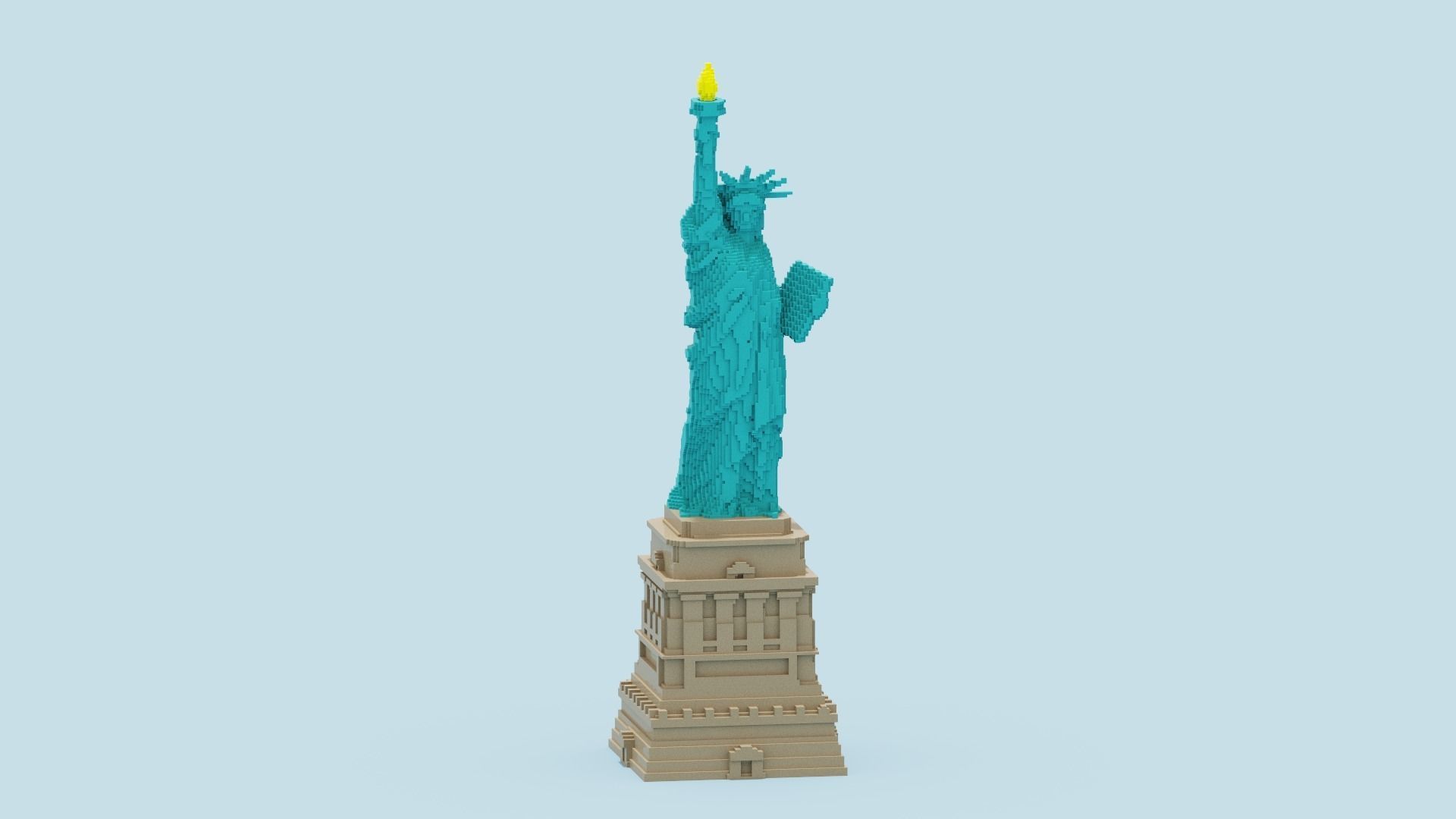 Voxel Statue of Liberty 3D model_11