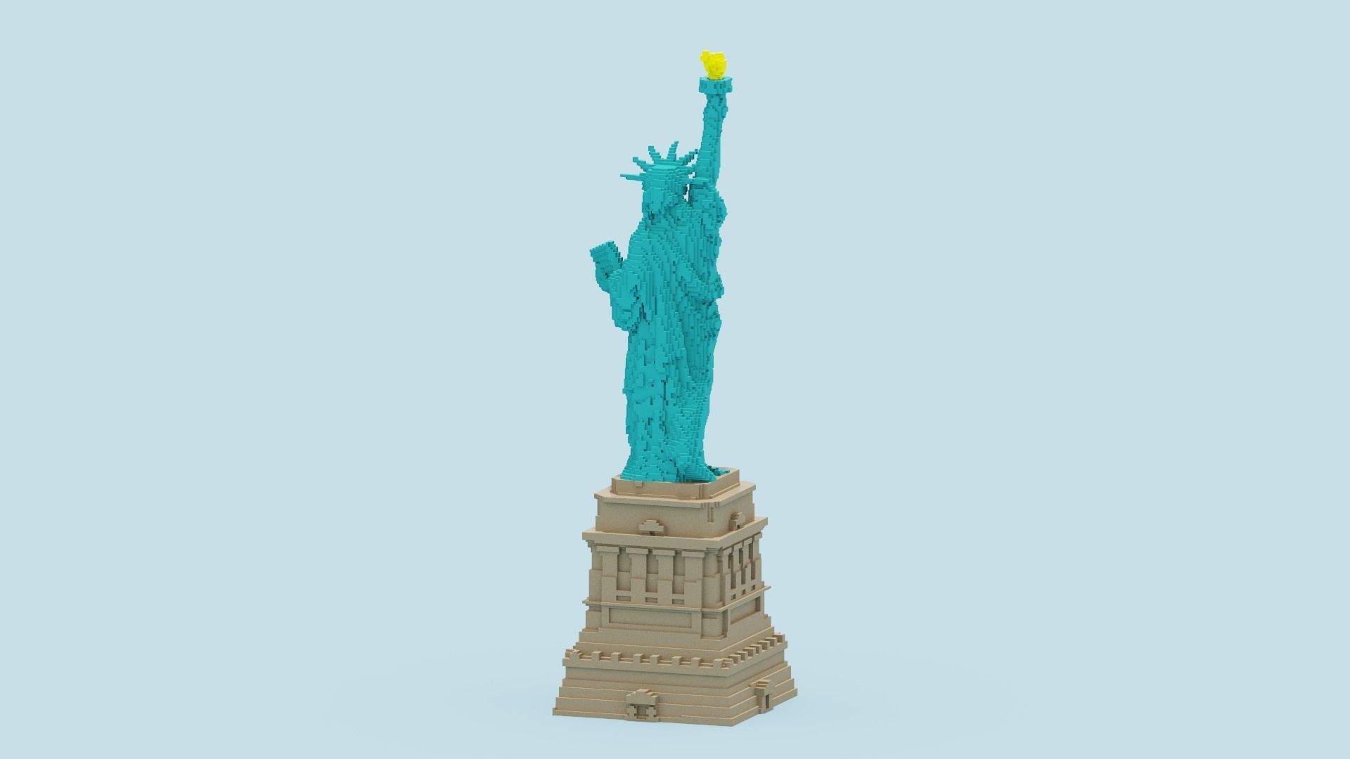Voxel Statue of Liberty 3D model_6