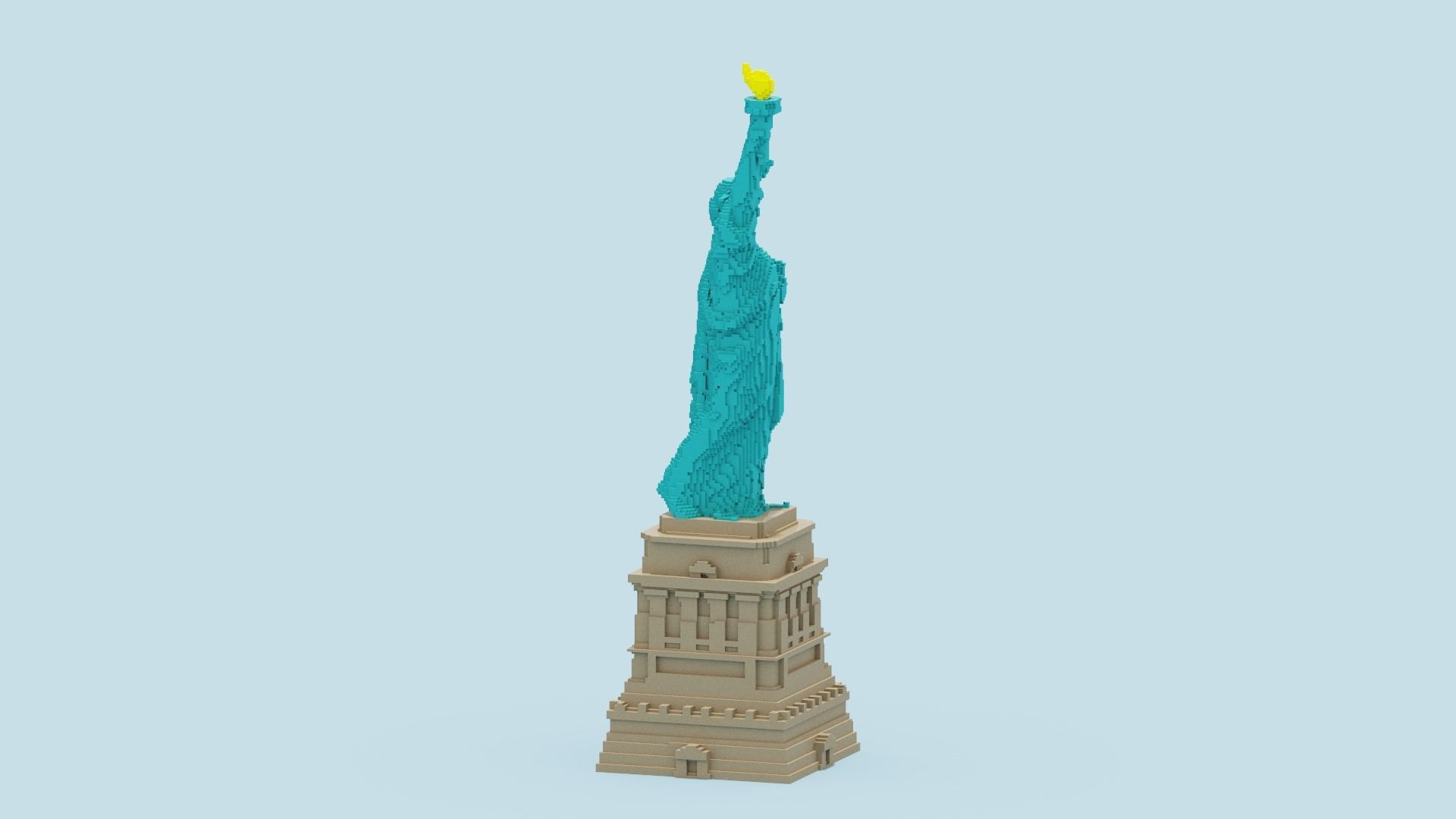 Voxel Statue of Liberty 3D model_9