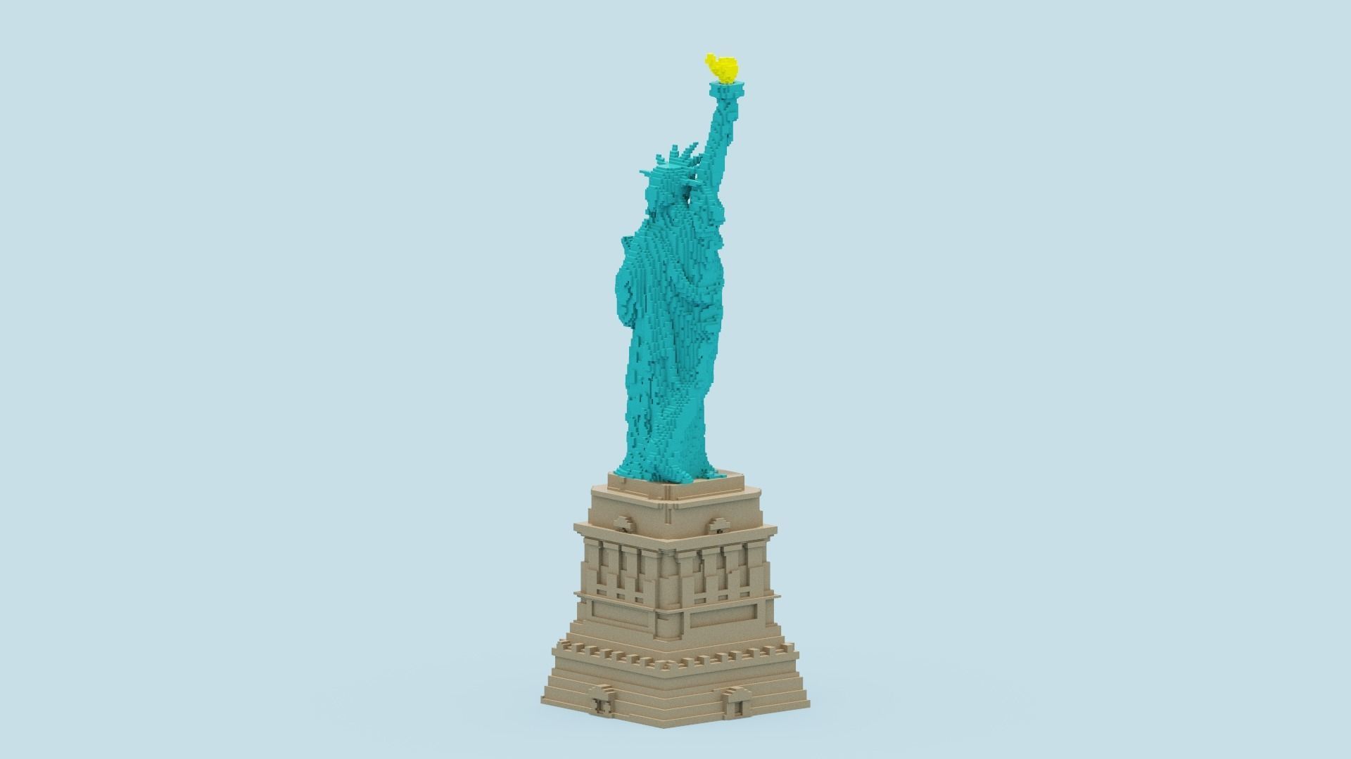 Voxel Statue of Liberty 3D model_7
