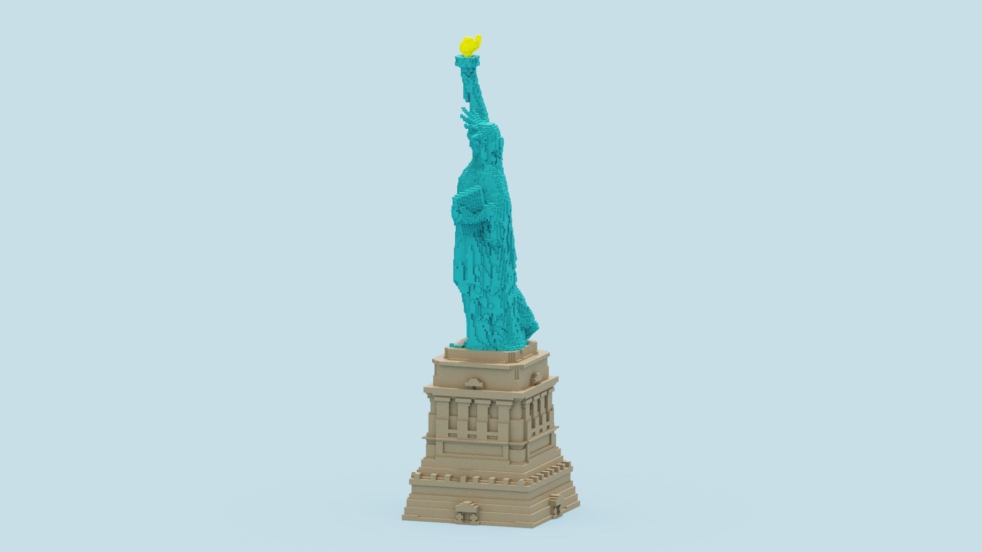 Voxel Statue of Liberty 3D model_3
