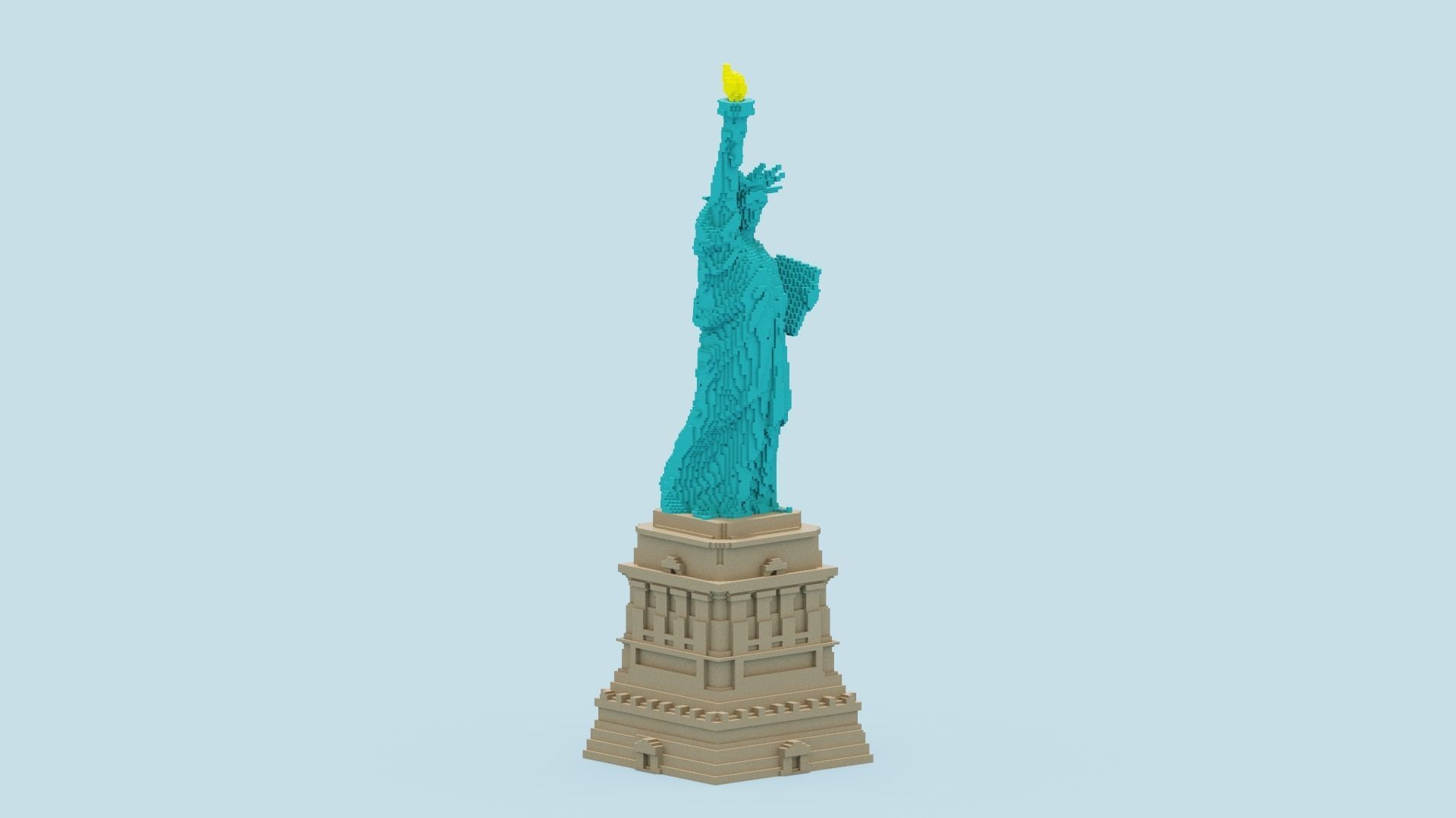 Voxel Statue of Liberty 3D model_10
