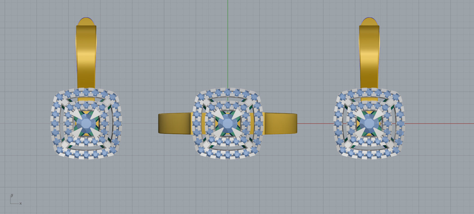 Ring and Earrings Diamond jewelry set 3d print model A73 3D print model_17