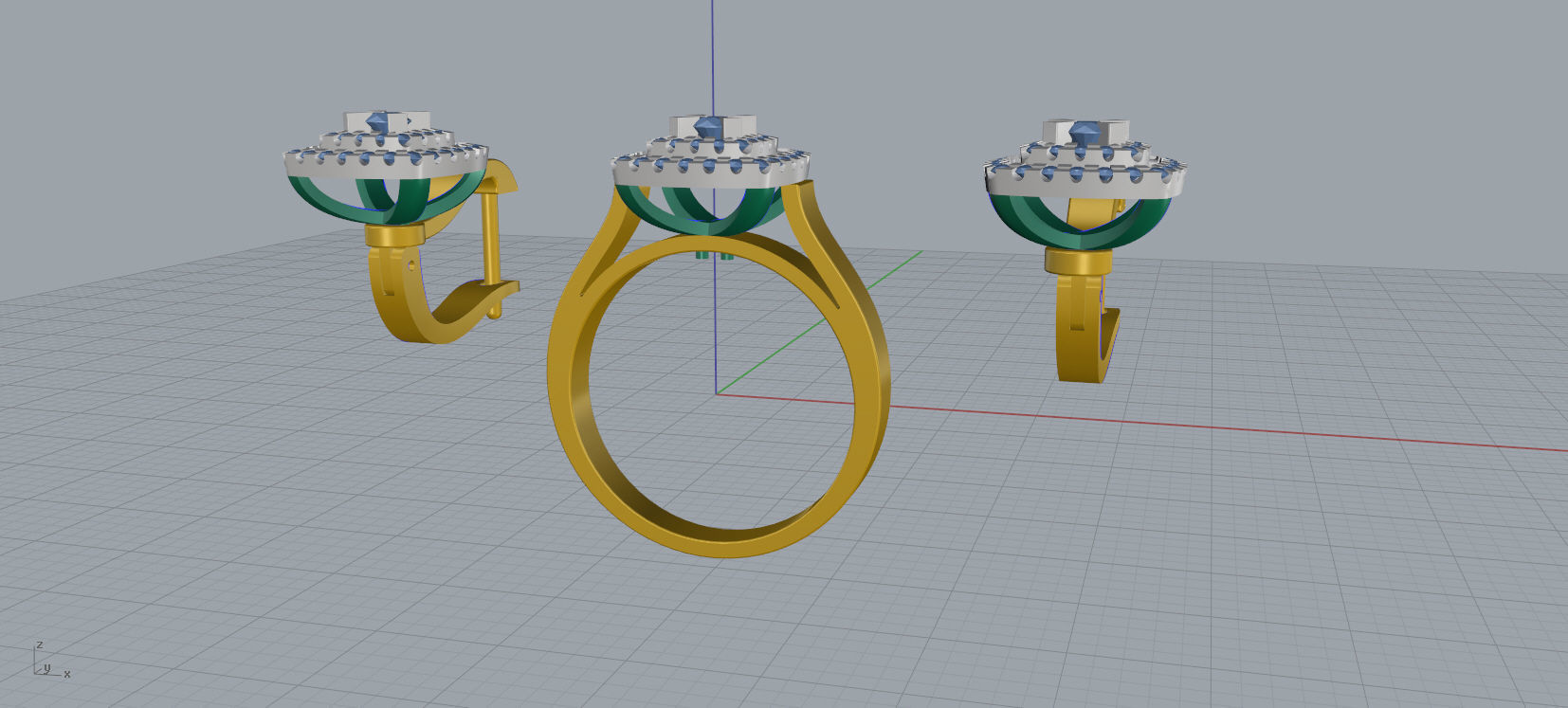 Ring and Earrings Diamond jewelry set 3d print model A73 3D print model_15